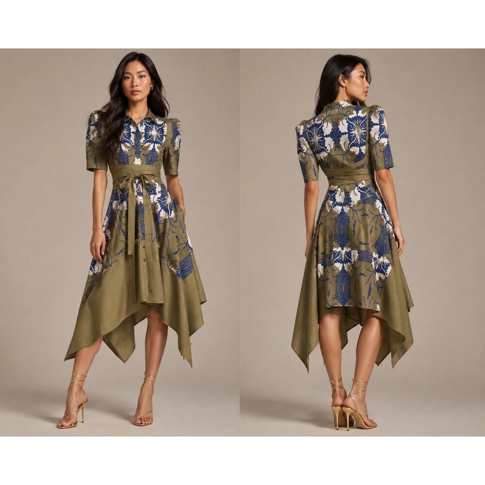 Making The Cut Gary Graham Winning Look Dress S Puff Sleeve Tie Waist Pockets